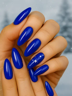 Cobalt Blue Almond Christmas Nails