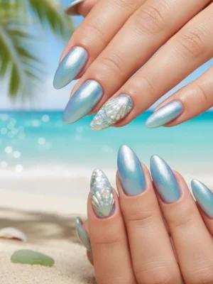 Iridescent Blue Nails
