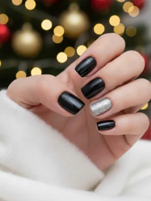 Black & Silver Nails