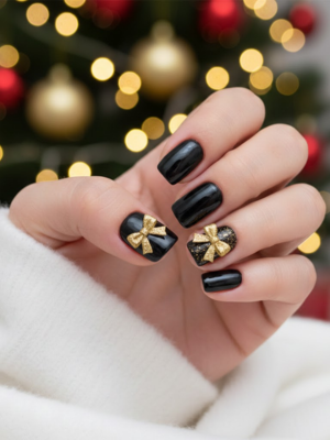 Gold Bow Nails