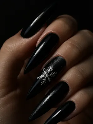 Blue and White Ombre Snowflake Nails