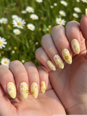 Daisies and Smiles Nails