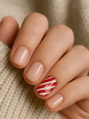 Deep Red Sparkle Snowflake Nails