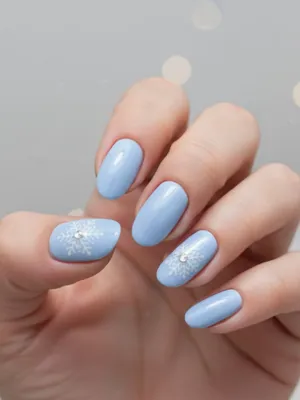 Glitter French Tip Snowflake Nails