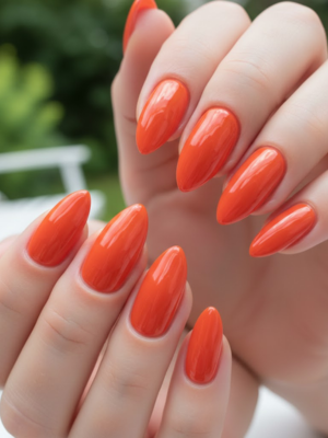 Glossy Tangerine Nails