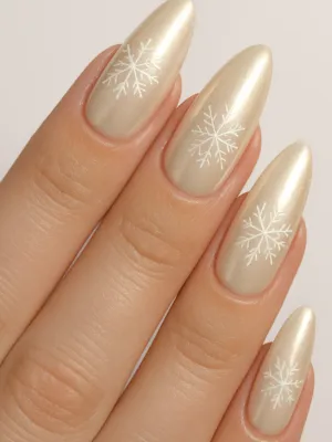 Nude Snowflake Nails