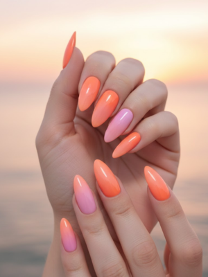 Ombre Orange-Pink Nails