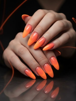 Orange Aura Nails