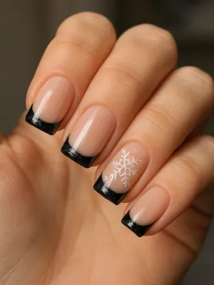 Pink Winter Snowflake Nails