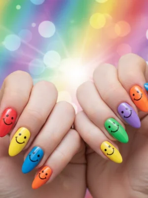 Rainbow Smiles Nails