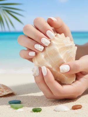 White Seashell Nails