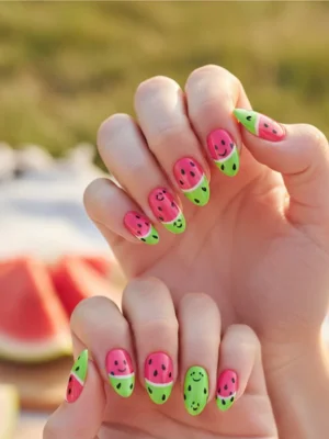 Watermelon Smiles Nails