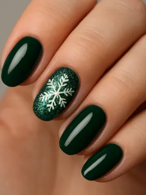 White Glitter Snowflake Nails