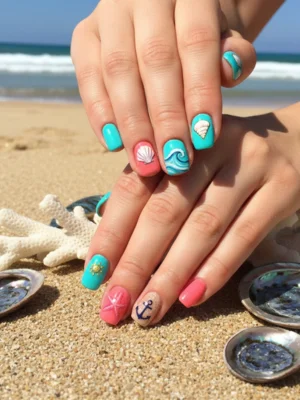 Beach-Inspired Art Nails