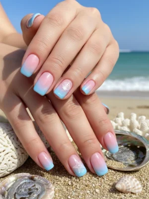 Pink & Blue Nails
