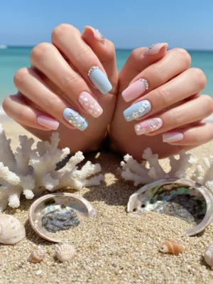 Rhinestones & Flowers Nails